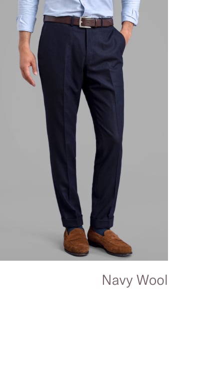 Allen Navy Wool Flannel Dress Pant