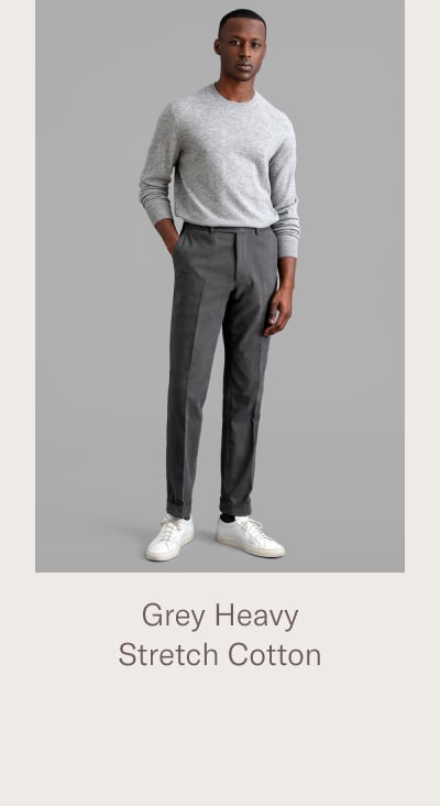 Allen Grey Heavy Stretch Cotton Twill Dress Pant