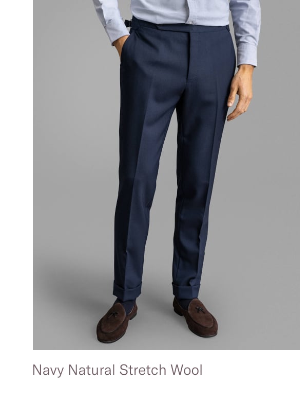 Allen Navy Natural Stretch Wool Fresco Dress Pant