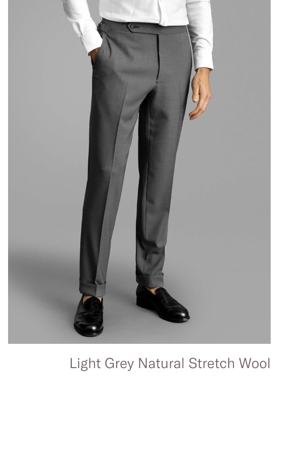 Allen Light Grey Natural Stretch Wool Fresco Dress Pant