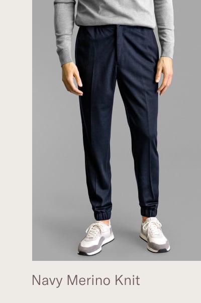 Waverly Navy Merino Knit Jogger with Internal Drawstring