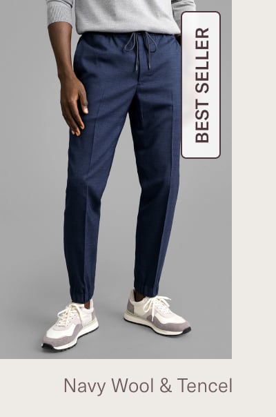 Waverly Navy Stretch Wool and Tencel Jogger