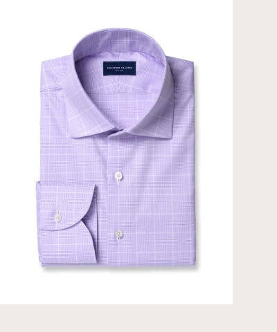 Non-Iron Stretch Lavender Prince of Wales Check
