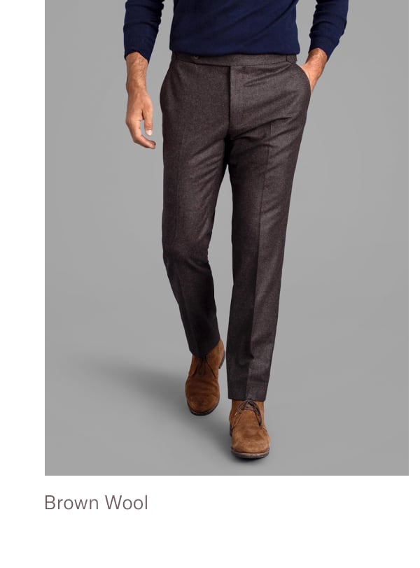 Allen Brown Wool Flannel Dress Pant